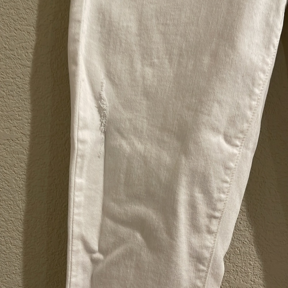 Paige White Distressed Skinny Crop Jeans - Picture 6 of 7
